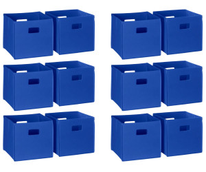 RiverRidge Home Fabric Folding Bins in Blue (2-Pack) - Compact and Stylish Storage Solution (11" X 11" X 1.5") - Case of 6-A2ZHOME