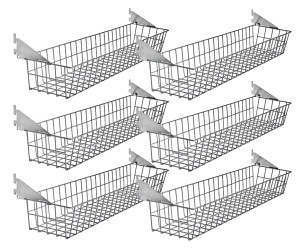 Triton 31-inch W x 4-inch H x 6-1/2-inch D Gray Steel Wire Basket with Lock-On Hanging Brackets - Case of 6 (3.6" X 8" X 4")-A2ZHOME Triton 31-inch W x 4-inch H x 6-1/2-inch D Gray Steel Wire Basket with Lock-On Hanging Brackets - Case of 6 (3.6" X 8" X 4")-A2ZHOME