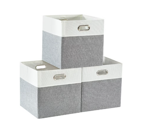DECOMOMO 11" Cube Collapsible Sturdy Storage Bin with Cut-out Handles - 12"x12"x4"-A2ZHOME DECOMOMO 11" Cube Collapsible Sturdy Storage Bin with Cut-out Handles - 12"x12"x4"-A2ZHOME