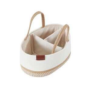 DECOMOMO Diaper Caddy Organizer with Removable Divider - Spiral Beige & White (11"x13"x6")(6/CASE)-A2ZHOME