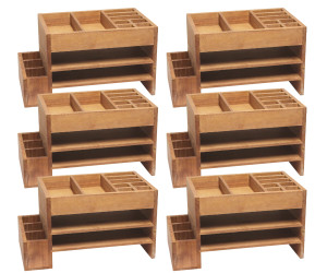 Elegant Designs 15.5 Inch Natural Wood Home Office Tiered Desk Organizer with Storage Cubbies and Letter Tray - 11"x11"x18"-A2ZHOME Elegant Designs 15.5 Inch Natural Wood Home Office Tiered Desk Organizer with Storage Cubbies and Letter Tray - 11"x11"x18"-A2ZHOME