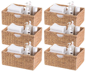 Vintiquewise Foldable Natural Water Hyacinth Storage Bin - Medium (Case of 6) - 24"x36"x3"-A2ZHOME Vintiquewise Foldable Natural Water Hyacinth Storage Bin - Medium (Case of 6) - 24"x36"x3"-A2ZHOME