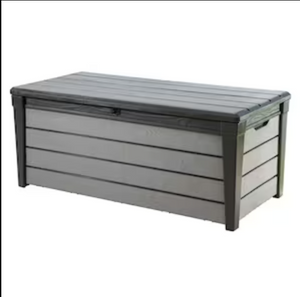 Keter Brushwood 21.5 cu.ft. 120 Gal Weather Resistant Resin Patio Outdoor Storage Lockable Deck Box/Bench-A2ZHOME Keter Brushwood 21.5 cu.ft. 120 Gal Weather Resistant Resin Patio Outdoor Storage Lockable Deck Box/Bench-A2ZHOME