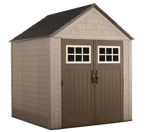 Rubbermaid Big Max 332 cu.ft. Medium Outdoor Storage Shed - 7 ft. x 7 ft. - Weather Resistant Resin - Brown/Tan-A2ZHOME