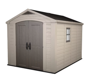 Keter Factor 8 ft. x 11 ft. Resin Outdoor Storage Shed - Weather Resistant and Lockable-A2ZHOME Keter Factor 8 ft. x 11 ft. Resin Outdoor Storage Shed - Weather Resistant and Lockable-A2ZHOME