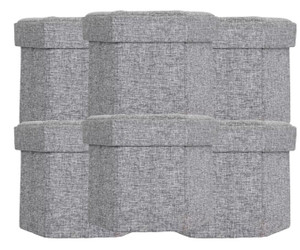 Vintiquewise Small Decorative Grey Foldable Hexagon Ottoman for Living Room, Bedroom, Dining, Playroom, or Office - 18" x 18" x 5" - (6/CASE)-A2ZHOME