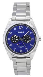 Casio Standard Analog Stainless Steel Moon Phase Blue Dial Quartz Mtp-m300d-2a Men's Watch