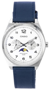 Casio Standard Analog Moon Phase White Dial Leather Strap Quartz Mtp-m300l-7a Mtpm300l-7 Men's Watch
