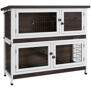 A2ZHOME PawHut Rabbit Hutch - Outdoor 2-Tier Rabbit Cage