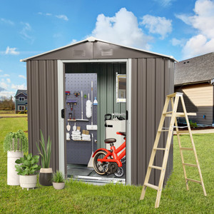 A2ZHOME 8ft x 4ft Outdoor Metal Storage Shed with Window: Spacious and Secure Storage for Your Outdoor Needs