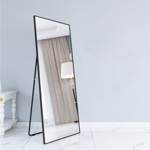 A2ZHOME Wall-Mounted Black Alloy Frame Full Length Mirror – Sleek Modern Design for Any Room