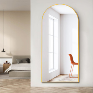A2ZHOME 71" x 28" Gold Arch Full Length Mirror – Modern Design Standing Floor Mirror for Living Room, Bedroom, Bathroom