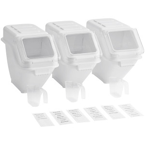 a2zhospo Set of 3 6.3 Gallon / 100 Cup Ingredient Shelf Bins with 6 Label Sheets a2zhospo Set of 3 6.3 Gallon / 100 Cup Ingredient Shelf Bins with 6 Label Sheets
