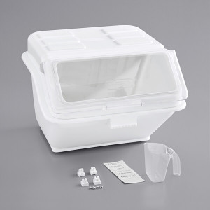a2zhospo 12.6 Gallon / 200 Cup Clip-In Shelf Ingredient Bin with Flip Lid, Label Sheet, and Scoop a2zhospo 12.6 Gallon / 200 Cup Clip-In Shelf Ingredient Bin with Flip Lid, Label Sheet, and Scoop