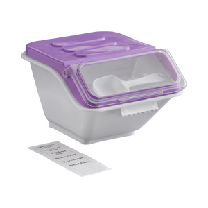 a2zhospo 2.6 Gallon / 40 Cup Allergen-Free Shelf Bin with Flip Lid, Label Sheet & Scoop