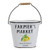 Northlight 10.5" "Farmer's Market" Lemon's Metal Bucket with Handle - White and Black (Case of 6) - 7"x11"x9"-A2ZHOME
