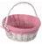 Wickerwise White Round Willow Gift Basket with Pink and White Gingham Liner - Medium - 13" x 9" x 13" - (6/CASE)-A2ZHOME