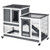 A2ZHOME PawHut Wooden Rabbit Hutch Elevated Bunny Cage Indoor Small Animal Habitat with Enclosed Run with Wheels, Ramp, Removable Tray Ideal for Guinea Pigs, Grey
