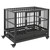 A2ZHOME PawHut 36" Heavy Duty Dog Crate Metal Cage Kennel with Lockable Wheels, Double Door and Removable Tray, Gray