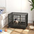 A2ZHOME PawHut 36" Heavy Duty Dog Crate Metal Cage Kennel with Lockable Wheels, Double Door and Removable Tray, Gray