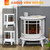 A2ZHOME 22" Electric Fireplace Stove, Freestanding Heater with Realistic LED Flame, Adjustable Temperature, 1500W, White