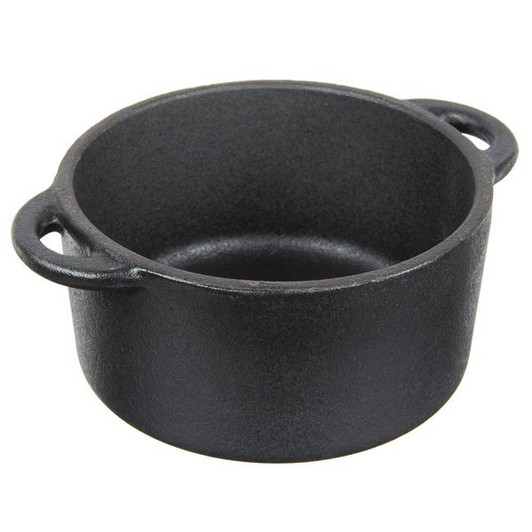 Lodge ECMCR11 10 oz. Matte Black Color Enamel Mini Cast Iron Pot with Lid - 2/Set