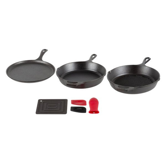 Lodge Essential 6 Piece Cast Iron Grill Pan Skillet Set
