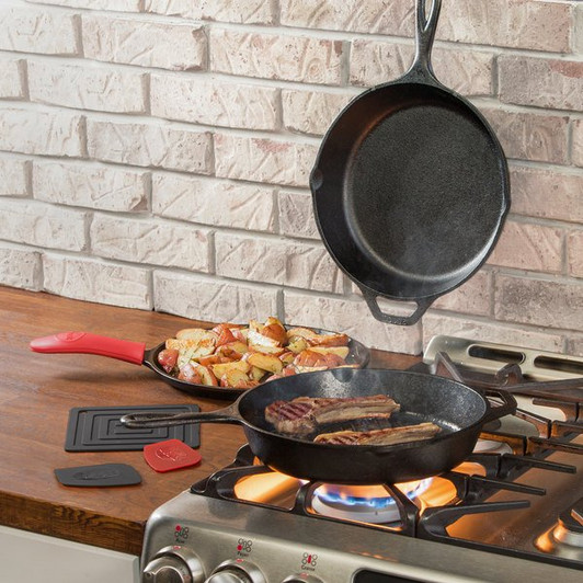 Lodge Essential 6 Piece Cast Iron Grill Pan Skillet Set