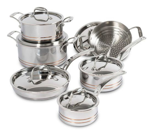 Lagostina 5-Ply Copper-Clad Cookware Set 12-pc