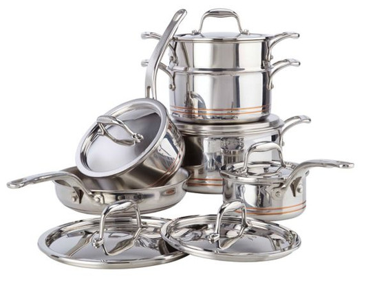 Lagostina 5-Ply Copper-Clad Cookware Set 12-pc