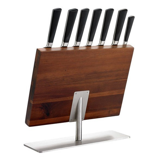 Mercer Culinary M21945 ZüM 8-Piece Knife Set and Acacia Magnetic Board with Stainless Steel Base