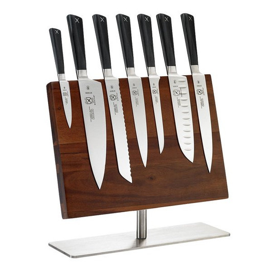 Mercer Culinary M21945 ZüM 8-Piece Knife Set and Acacia Magnetic Board with Stainless Steel Base