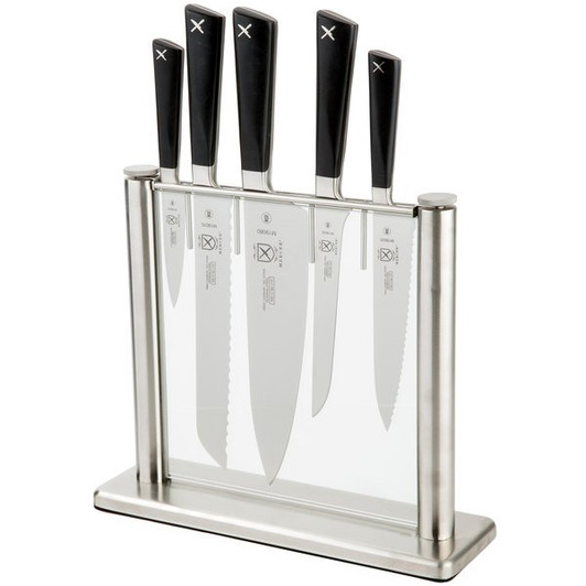 Mercer Culinary M19100 ZüM 6-Piece Stainless Steel and Glass Knife Block Set
