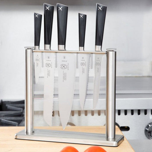 Mercer Culinary M19100 ZüM 6-Piece Stainless Steel and Glass Knife Block Set