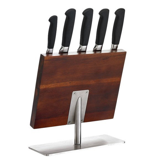 Mercer Culinary M21942 Genesis 6-Piece Knife Set and Acacia Magnetic Board with Stainless Steel Base