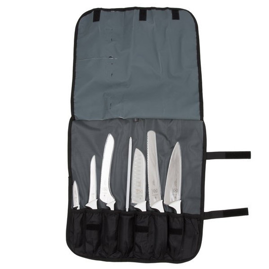 Mercer Culinary M21821WH Millennia 8-Piece White Handled Knife Roll Set