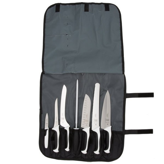 Mercer Culinary M21821WH Millennia 8-Piece White Handled Knife Roll Set