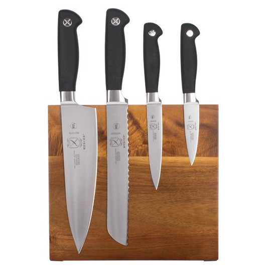 Mercer Culinary M21960AC Genesis 5-Piece Acacia Magnetic Board and Knife Set