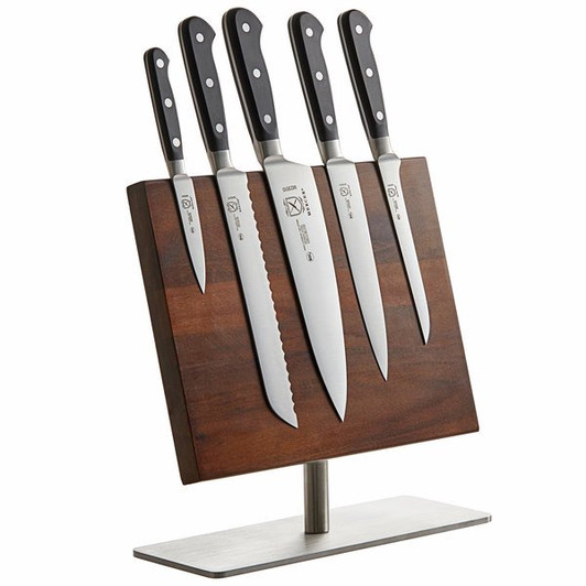Mercer Culinary M21940 Renaissance 6-Piece Knife Set and Acacia Magnetic Board with Stainless Steel Base