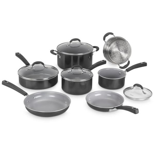 Advantage Ceramic XT Aluminum Non-Stick 11-Piece Black Cookware Set with Lids