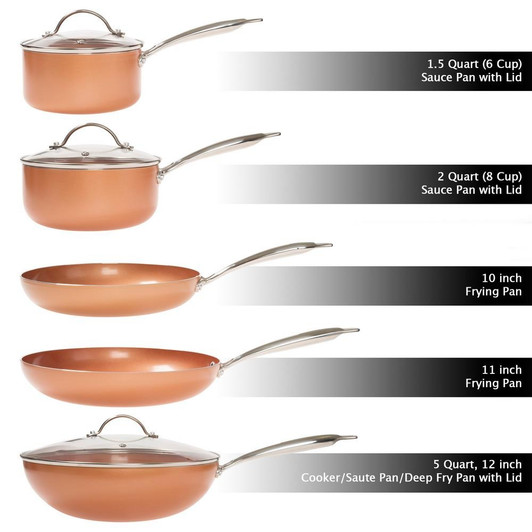 8-Piece 2-Layer Nonstick Copper Aluminum Ceramic Coating Cookware Set with Lids