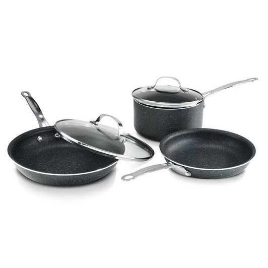 10-Piece Titanium Charcoal Non-Stick Coating Mineral Enforced Cookware Set with Lids