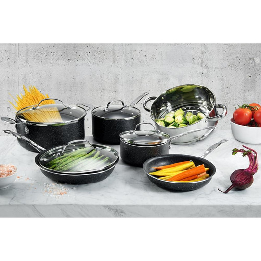 10-Piece Titanium Charcoal Non-Stick Coating Mineral Enforced Cookware Set with Lids