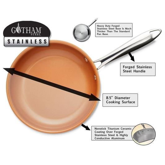 Stainless Steel 10-Piece Pro Chef Non-Stick Ti-Cerama Premium Cookware Set with Lids