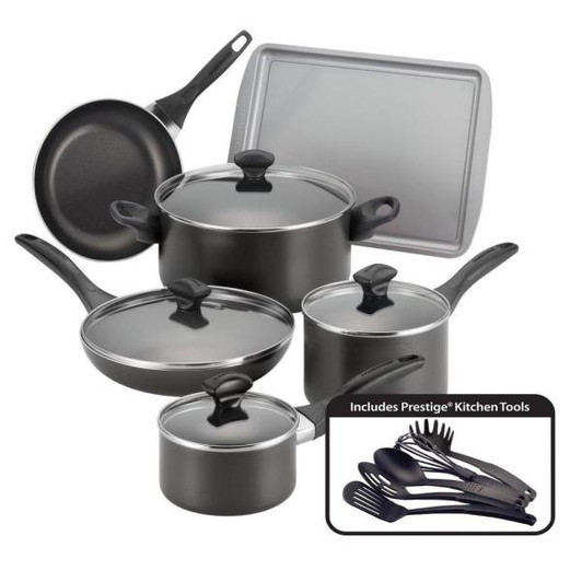 15-Piece Black Cookware Set with Lids