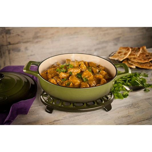 6-Piece Enameled Cast Iron Cookware Set with Saute, Skillet and Oval Casserole with Trivet in White