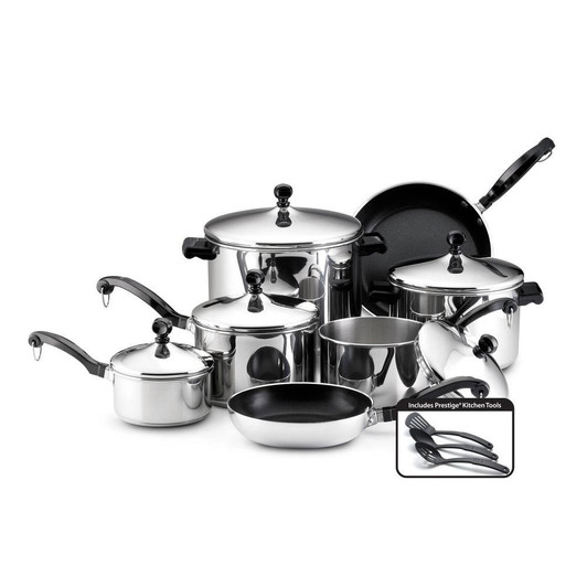 Classic Series 15-Piece Silver Cookware Set with Lids