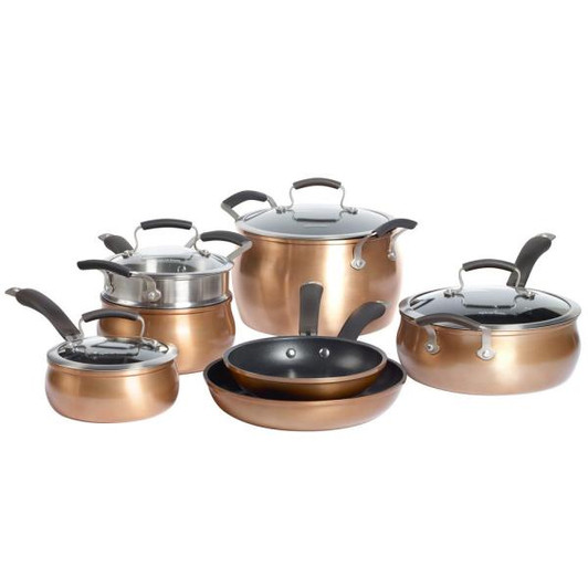 11-Piece Copper Translucent Aluminum Cookware Set
