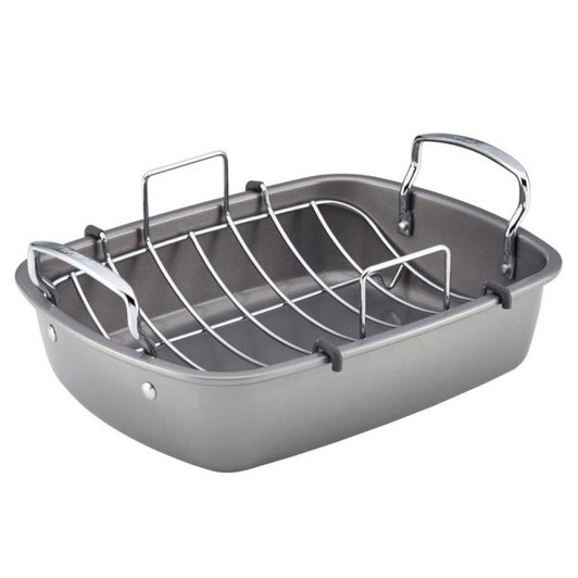 17 in. x 13 in. Nonstick Bakeware Roaster with U-Rack