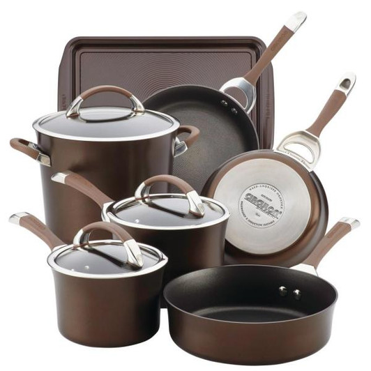 Symmetry 9-Piece Chocolate Hard Anodized Nonstick Cookware Set plus Bonus Bakeware